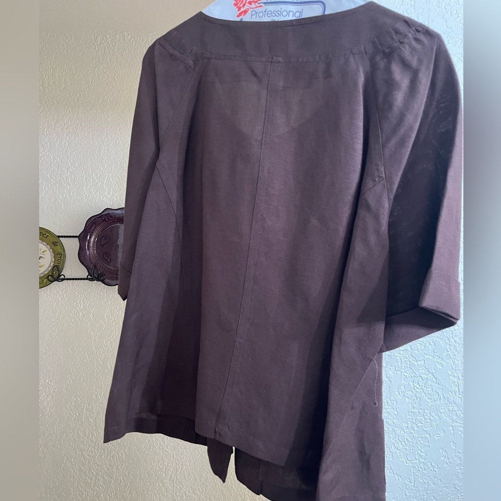 Lane Bryant brown linen blend top